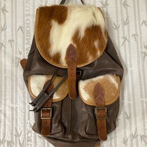 GENUINE LEATHER w FUR TRIM BACKPACK